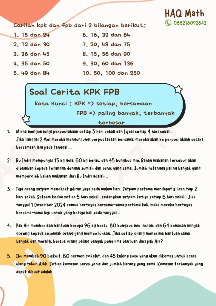 5 Rahasia Kuasai Matematika Lewat Contoh Soal Cerita KPK dan FPB Kelas 4 Beserta Jawabannya