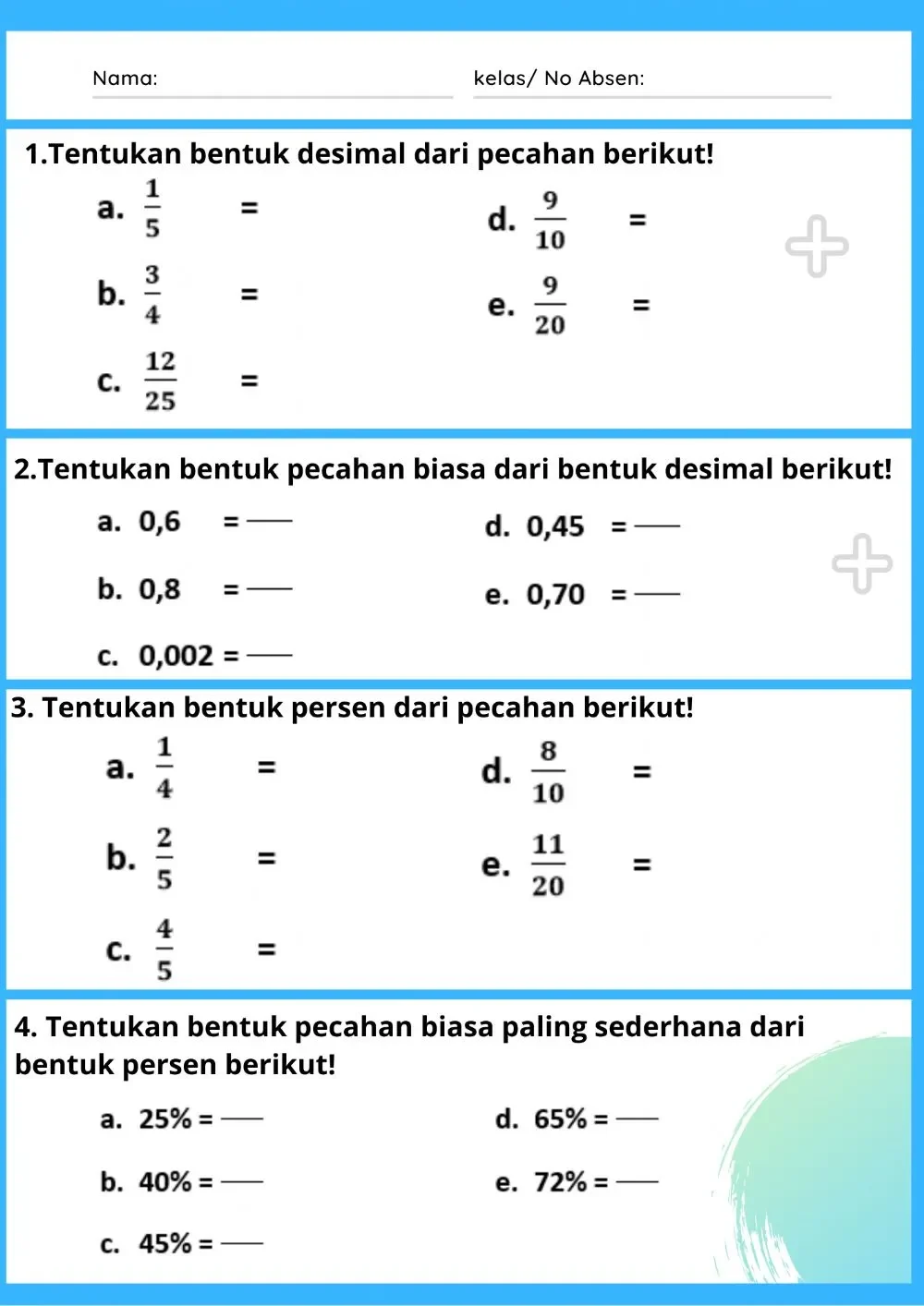 Soal Mengubah Pecahan Biasa Ke Desimal Kelas 4 Sd - Homecare24 Matematik