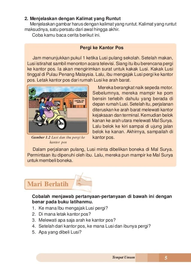 contoh soal cerita bahasa indonesia kelas 4