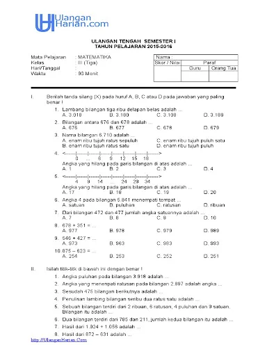 5 Contoh Soal MTK Kelas 3 SD Semester 1 Wajib Dicoba Agar Anak Jago Matematika