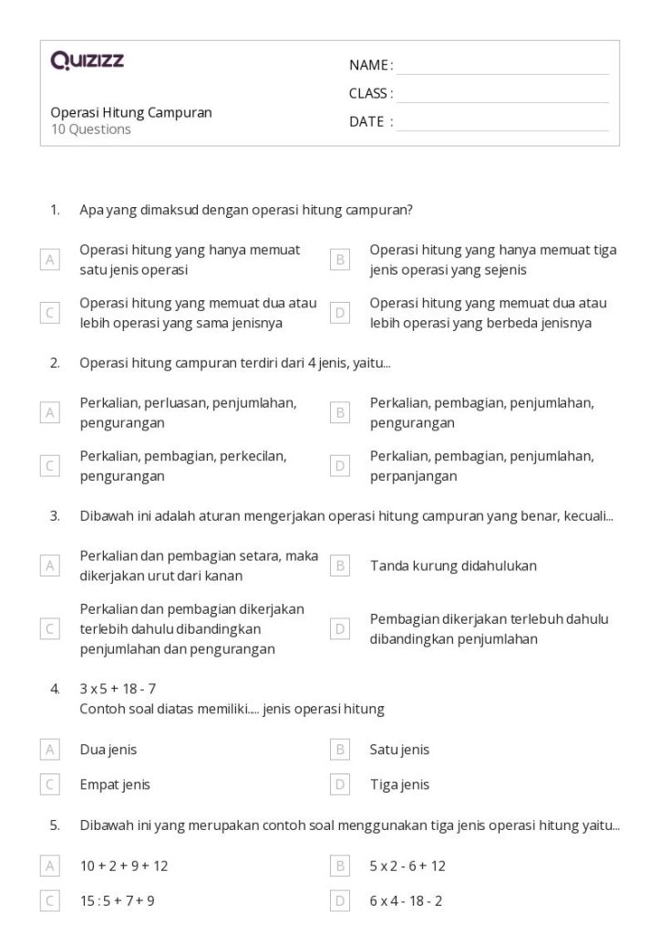 5 Soal Cerita Operasi Hitung Campuran Kelas 3 Wajib Kuasai di TO UNNES 2026