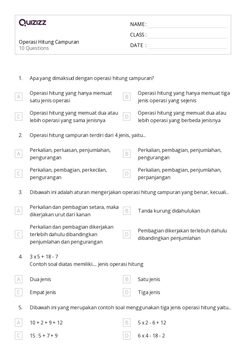 5 Soal Cerita Operasi Hitung Campuran Kelas 3 Wajib Kuasai di TO UNNES 2026