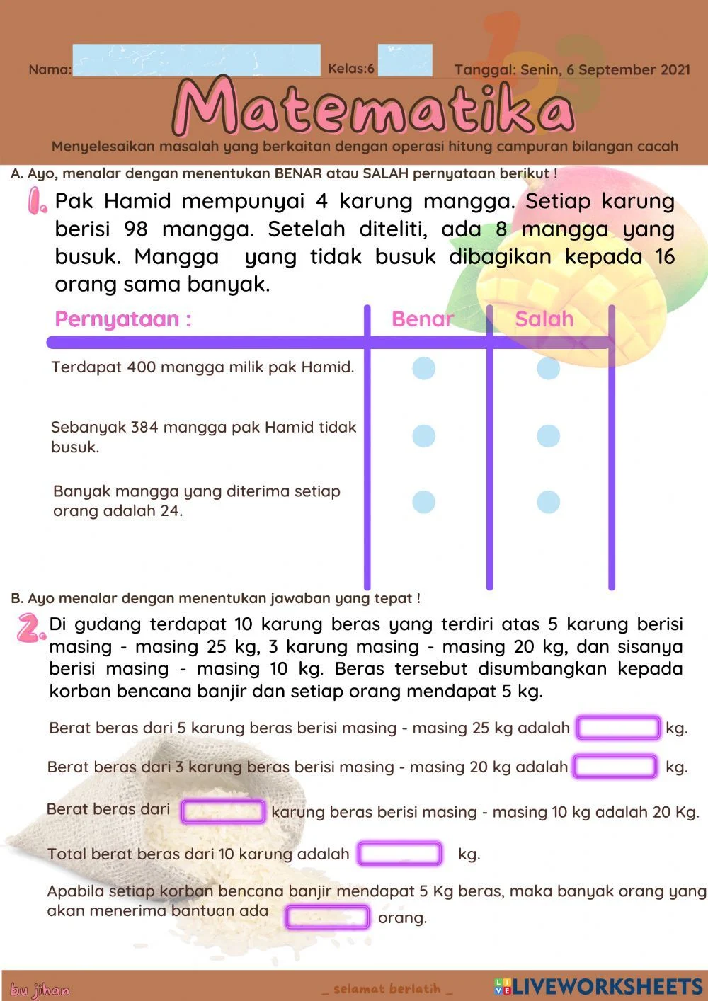 Soal Operasi Hitung Bilangan Cacah Dalchaebi