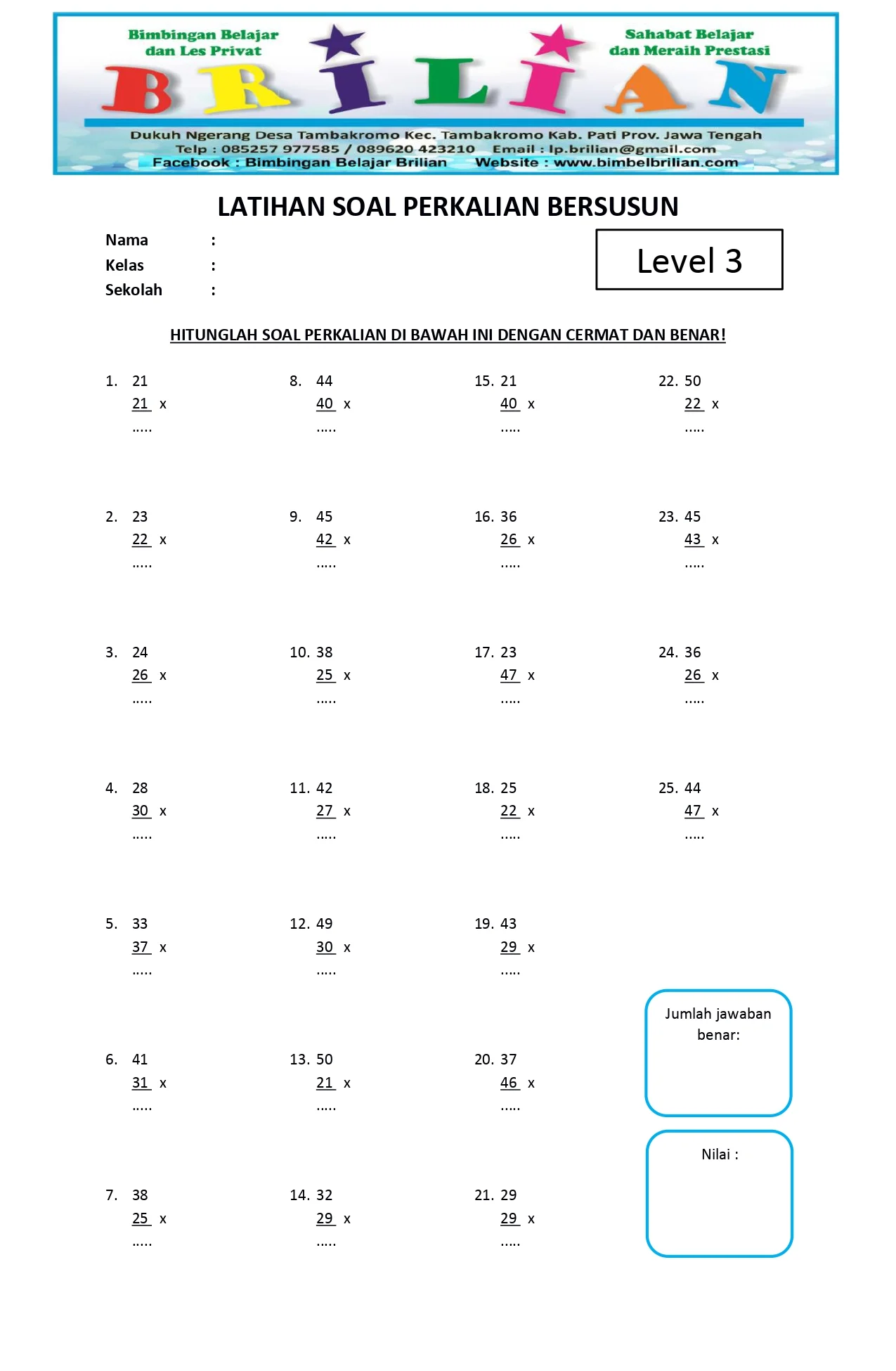 Akhirnya Ditemukan 3 Soal Perkalian Kelas 3 SD Semester 2 dengan Kunci Jawaban STS 2026