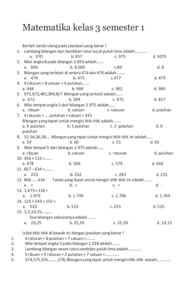 Akhirnya Terungkap! Rahasia Mengerjakan Soal Matematika Kelas 3 Semester 1
