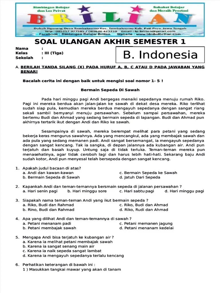 Contoh Soal Bahasa Indonesia Kelas 3 Ternyata Kunci Jawaban SMM PTN Barat 2026, Wajib Tahu
