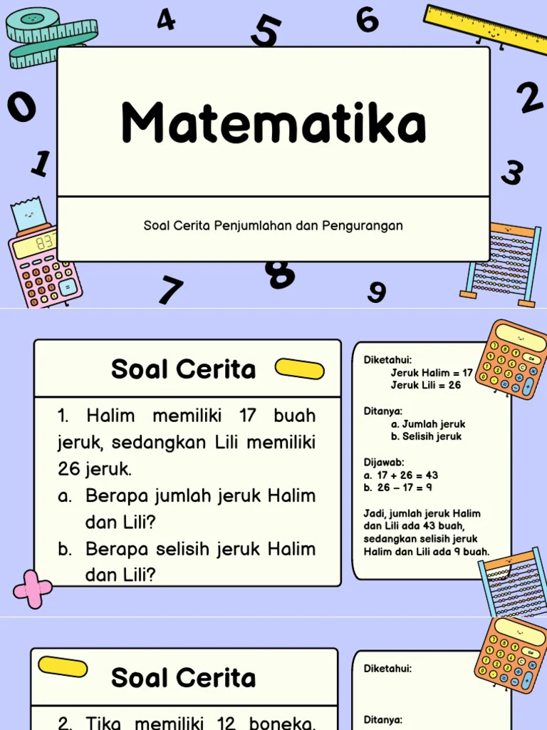 5 Soal Cerita Penjumlahan dan Pengurangan Kelas 3 yang Ternyata Sering Bikin Salah