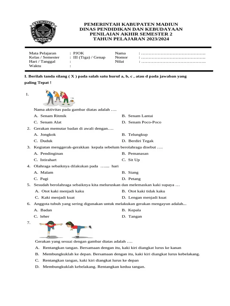 Soal Pjok Kelas 3 Semester 2 PDF Soal Pjok Kelas 3 Semester 2 PDF