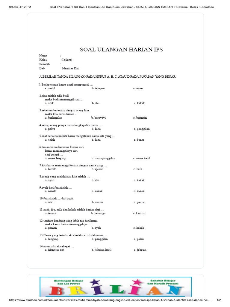 Ternyata Ini Dia Contoh Soal IPS Kelas 1 SD Semester 2 yang Wajib Dikuasai Si Kecil Sebelum Terlambat
