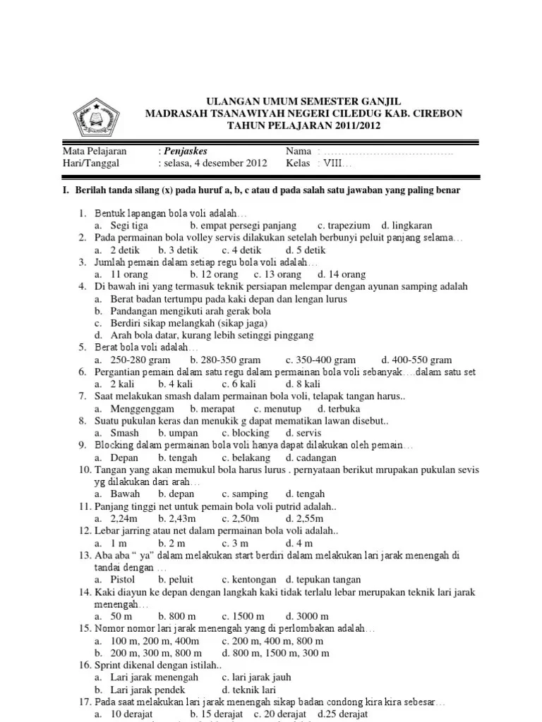 10 Contoh Soal Penjaskes Kelas 10 Semester 2 Wajib Kamu Kuasai Sebelum Ulangan Akhir