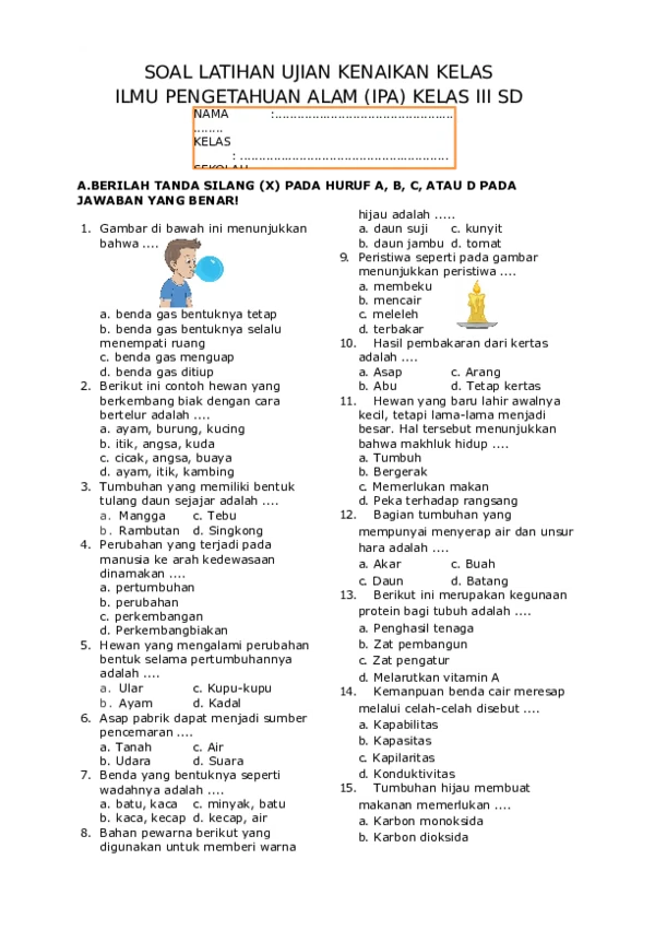 Contoh Soal Perubahan Wujud Benda Kelas 3 Sd Tulisan Contoh Soal Perubahan Wujud Benda Kelas 3 Sd Tulisan