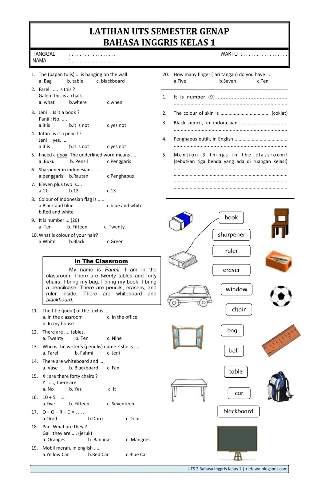 Soal Ukk Sd Kelas 2 Bahasa Indonesia Soal Ukk Sd Kelas 2 Bahasa Indonesia