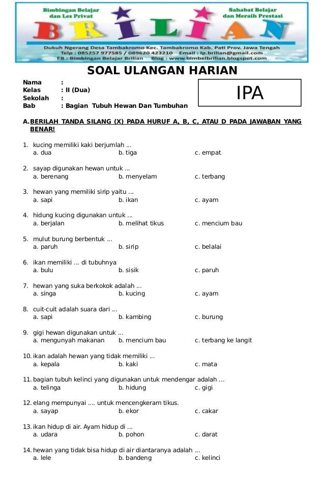 Akhirnya Tersedia Contoh Soal IPA Semester 2 Kelas 1 Kabupaten Badung Siap Cetak Sebelum Ujian Terlambat