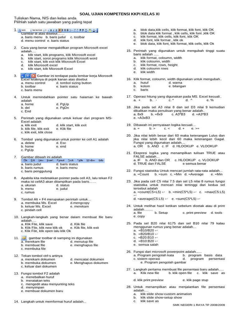 Soal Uas Kelas 3 Kkpi PDF Soal Uas Kelas 3 Kkpi PDF