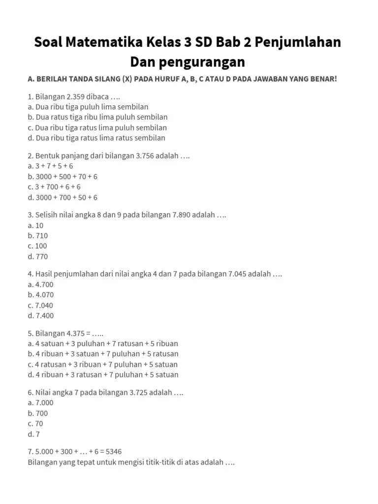 Kumpulan Soal Matematika Kelas 3 Penjumlahan: 20 Contoh Soal Cerita Plus Kunci Jawaban yang Wajib Dikuasai Siswa
