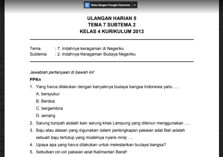 Menguasai Kisi-Kisi Soal Ulangan Harian Tematik Kelas 4 Tema 7 dalam 7 Langkah Mudah