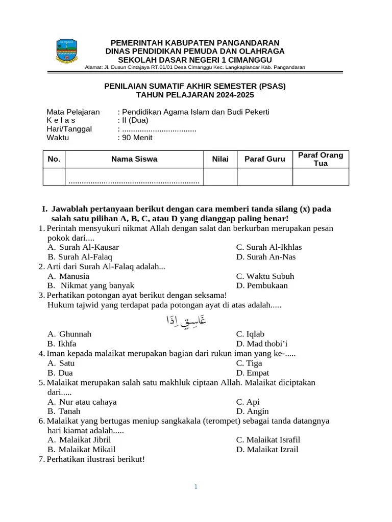 Rahasia Sifat Segitiga Sama Kaki lewat Contoh Soal Penjas PAI Kelas 2 yang Wajib Diketahui