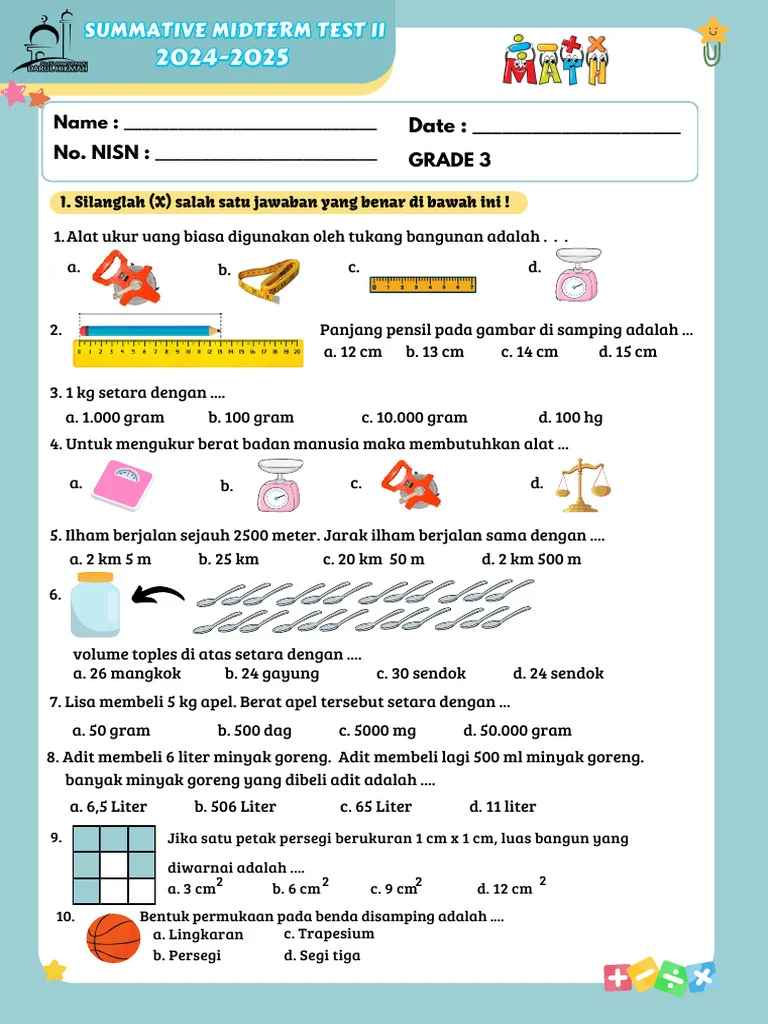 Soal Ulangan Kelas 3 SD Kurikulum Merdeka PDF Soal Ulangan Kelas 3 SD Kurikulum Merdeka PDF