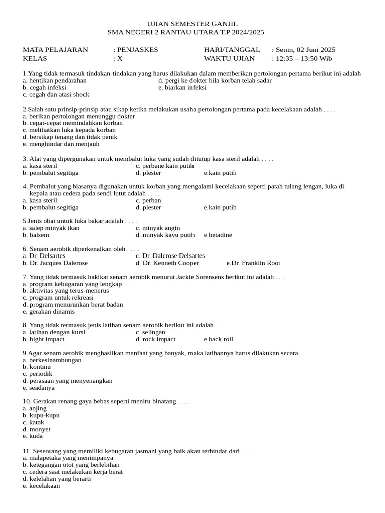Rahasia Sukses: contoh soal penjas kelas x semester 2 part 3 pg dengan 3 Strategi Efektif