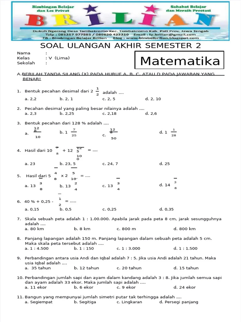 Soal UAS Matematika Kelas 5 Semester 2 Terbaru 2026: 7 Tipe Soal yang Sering Muncul dan Wajib Dikuasai Sebelum Ujian