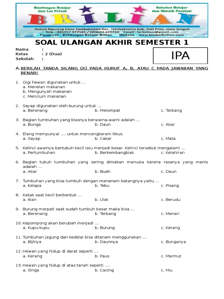 Ternyata Ini 7 Contoh Soal IPA Semester 1 Kelas 2 SD yang Sering Muncul di Ujian, Wajib Tahu Sebelum Terlambat