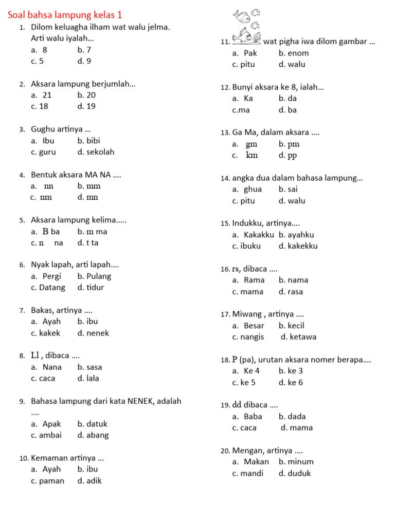 Rahasia Lulus Nilai Sempurna Pakai Soal Bahasa Lampung Kelas 1 SD Semester 1 Lampung Selatan Rahasia Lulus Nilai Sempurna Pakai Soal Bahasa Lampung Kelas 1 SD Semester 1 Lampung Selatan