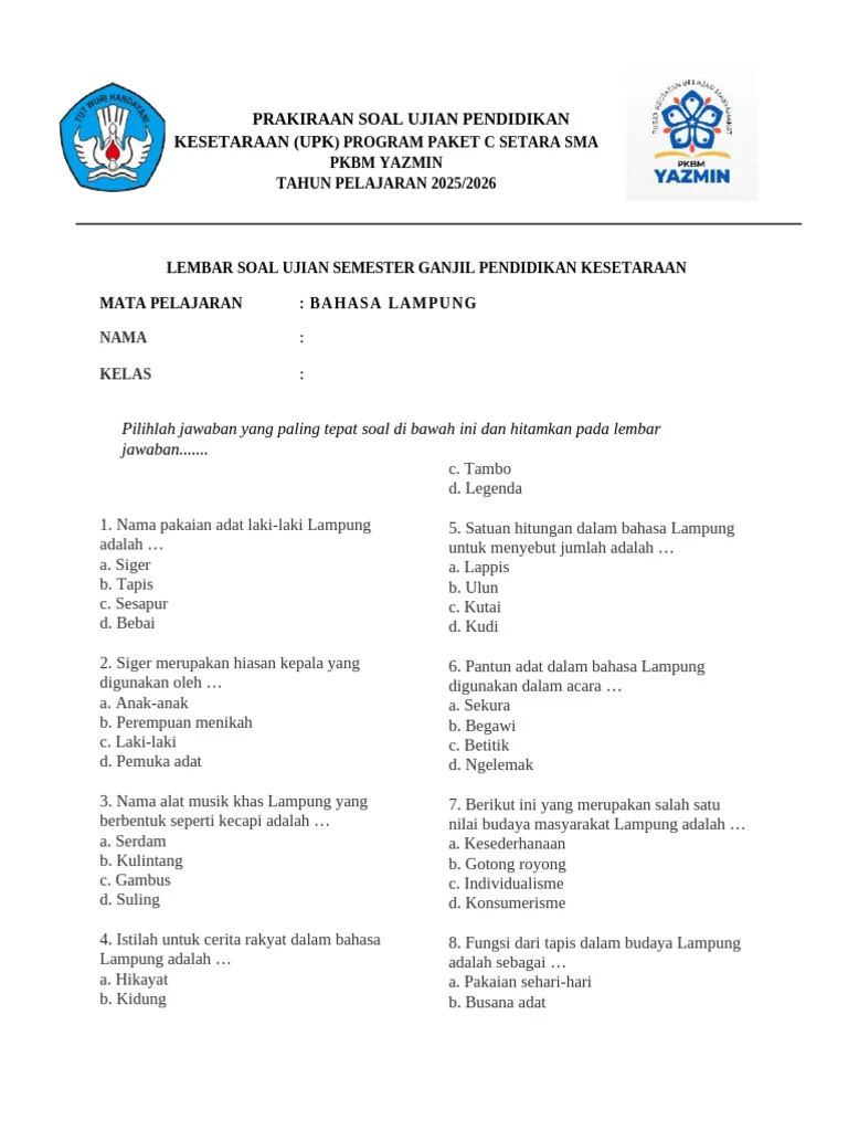 Rahasia Skor Sempurna Kerjakan Soal Bahasa Lampung Kelas 6 Semester 1 Kurikulum 2013 Rahasia Skor Sempurna Kerjakan Soal Bahasa Lampung Kelas 6 Semester 1 Kurikulum 2013