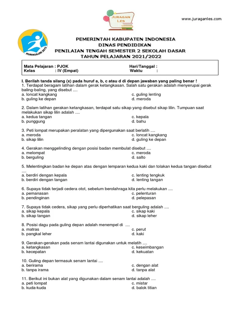 Ternyata Begini Cara Mudah Menjawab Contoh Soal Penjas Kelas 4 SD Semester 2