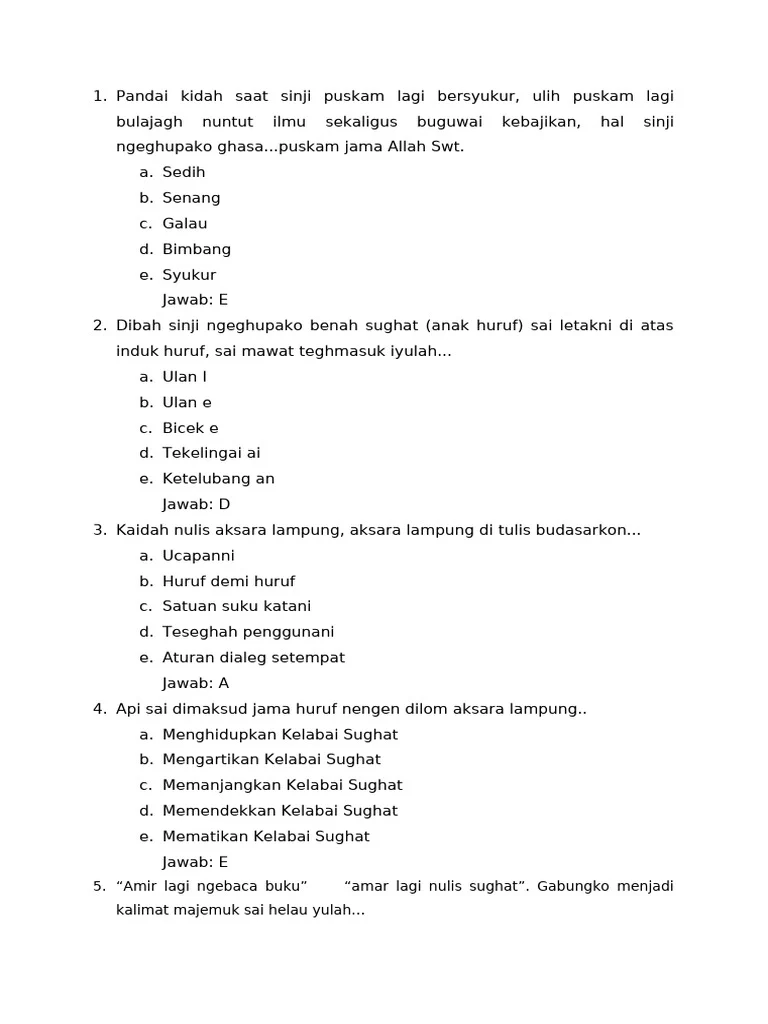 Wajib Tahu Bocoran Soal Bahasa Lampung Kelas 12 Semester 1 Agar Nilai Kamu Melejit